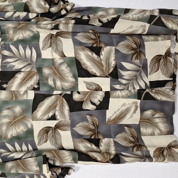 Campia Moda Men's Leaf Print Short Sleeve Hawaiian Button Down Shirt Size L - Picture 4 of 10